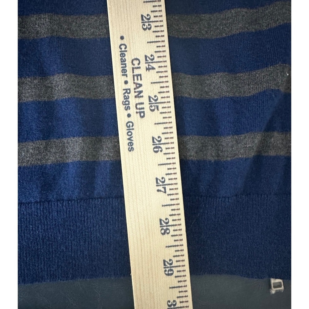 Ann Taylor Women's Blue Striped Long Sleeve Zipper Detail Sweater Size L - Picture 11 of 11